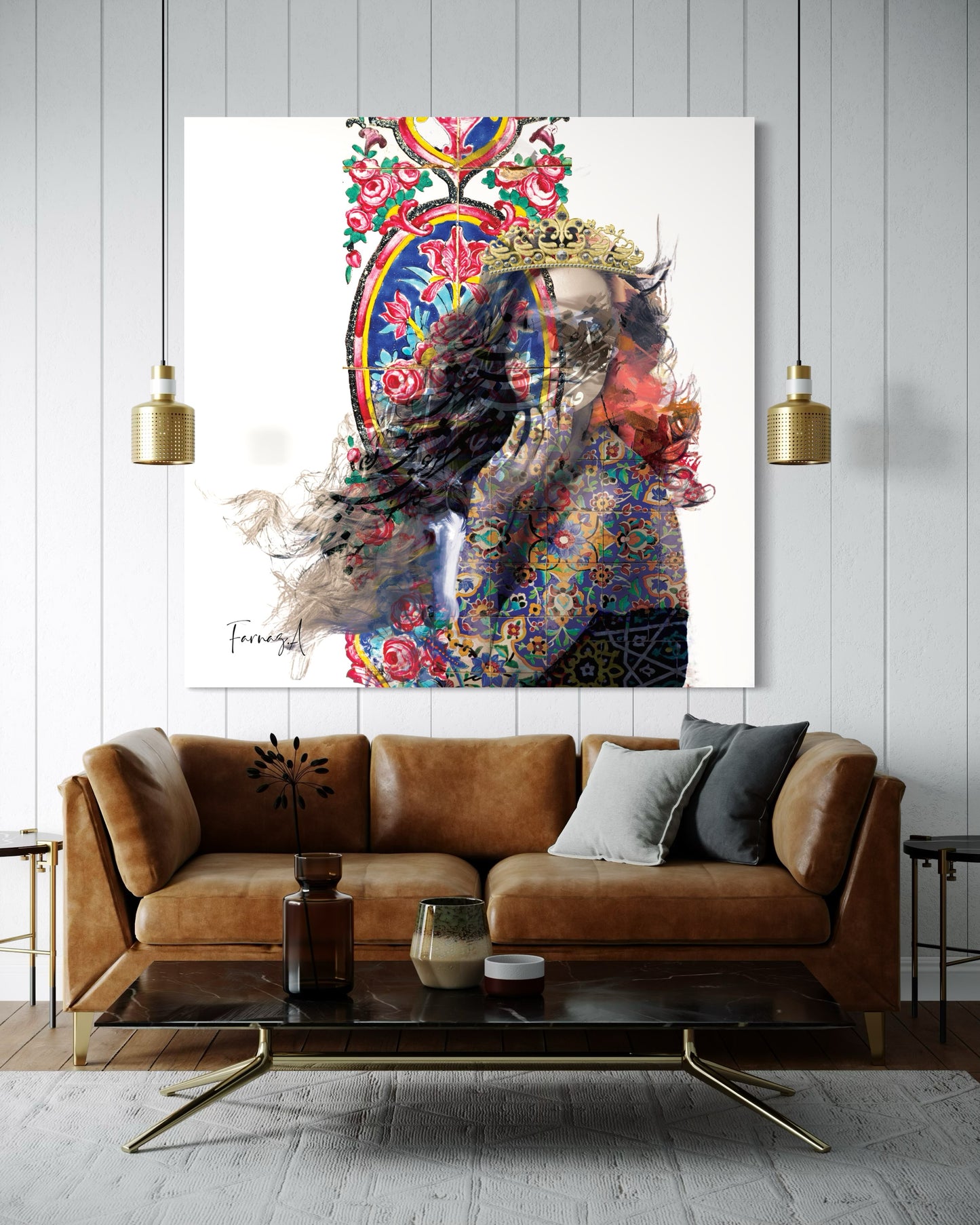 Janan – Mixed Media Digital Art Print | Hand-Finished with Acrylic & Gold Leaf
