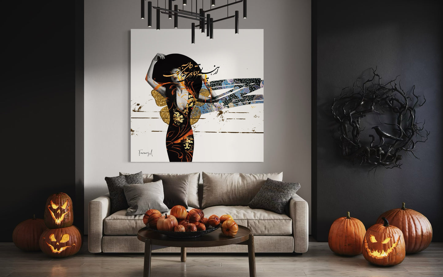 Parvaz (Flight) – Mixed Media Digital Art Print | Hand-Finished with Acrylic & Gold Leaf