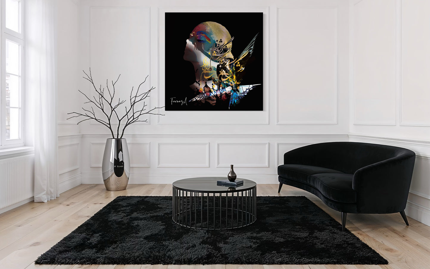 Neghab _ Mixed Media Digital Art Print | Hand-Finished with Acrylic & Gold Leaf