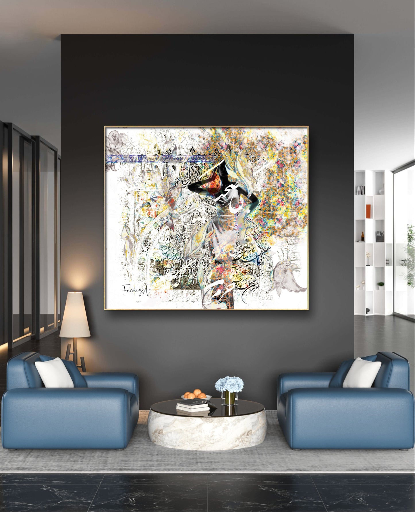 Khorram _ Mixed Media Digital Art Print | Hand-Finished with Acrylic & Gold Leaf