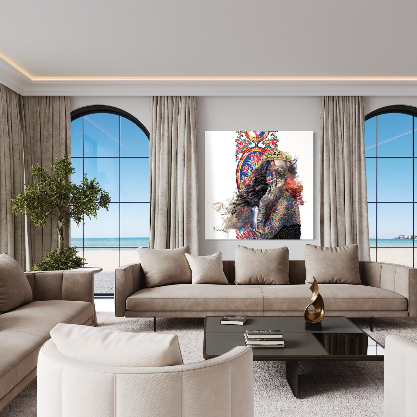 Janan – Mixed Media Digital Art Print | Hand-Finished with Acrylic & Gold Leaf