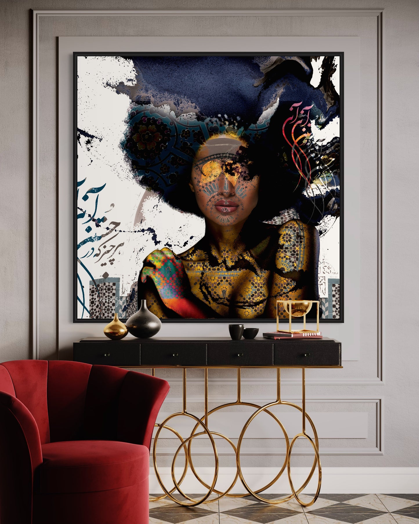 Johar – Mixed Media Digital Art Print | Hand-Finished with Acrylic & Gold Leaf