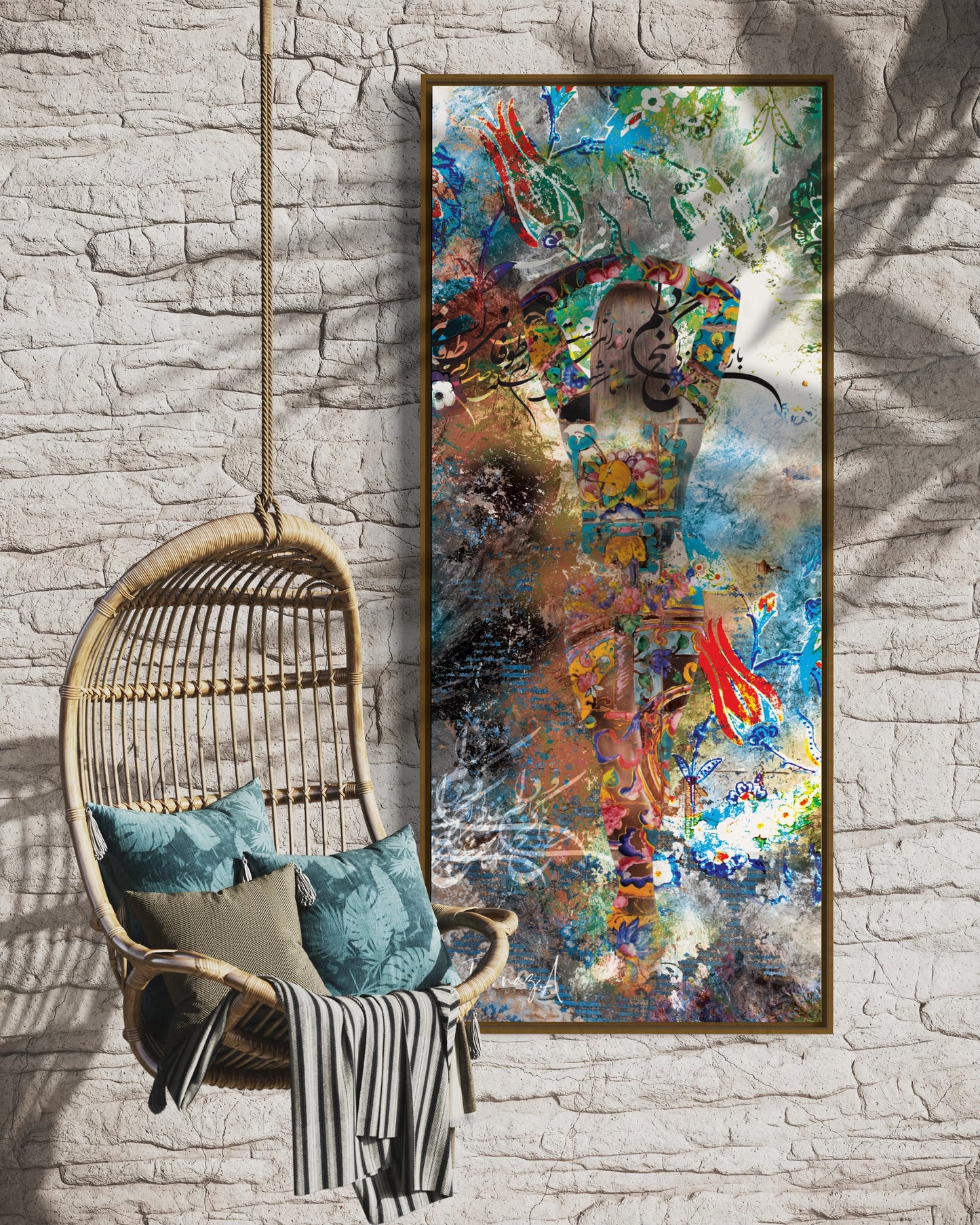 Rangin _ Mixed Media Digital Art Print | Hand-Finished with Acrylic & Gold Leaf