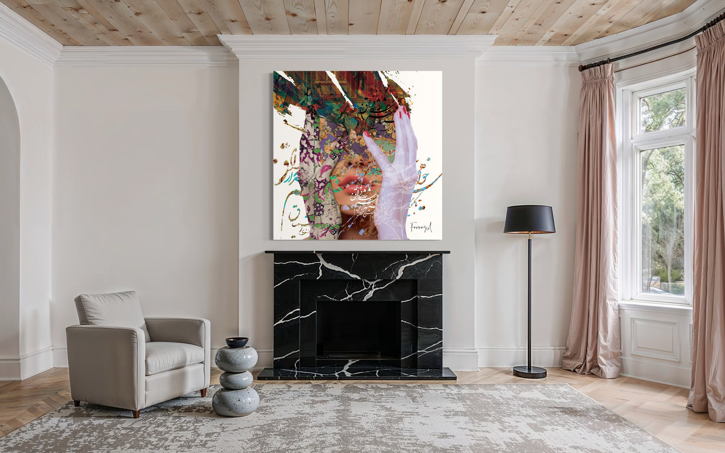 Faragh _ Mixed Media Digital Art Print | Hand-Finished with Acrylic & Gold Leaf