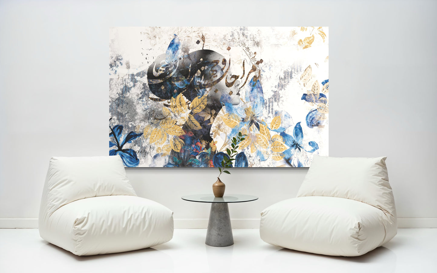 Blue Dream – Mixed Media Digital Art Print | Hand-Finished with Acrylic & Gold Leaf