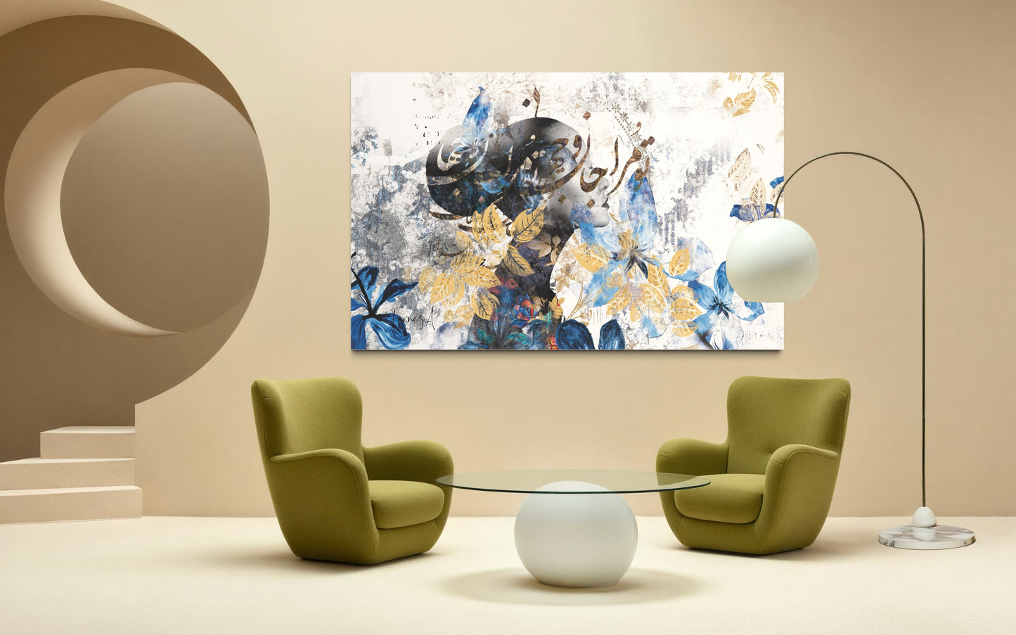 Blue Dream – Mixed Media Digital Art Print | Hand-Finished with Acrylic & Gold Leaf