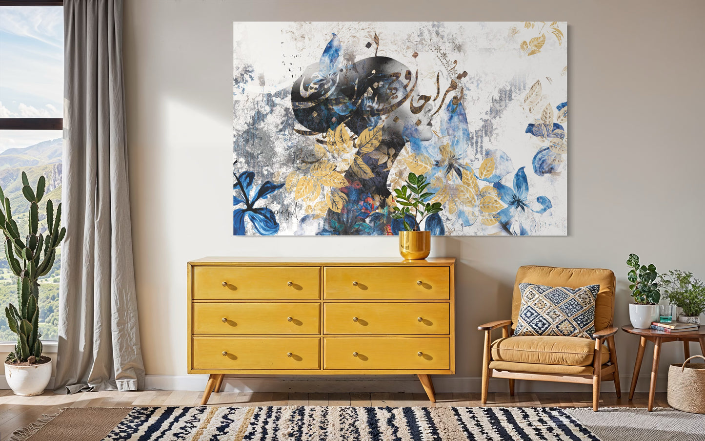 Blue Dream – Mixed Media Digital Art Print | Hand-Finished with Acrylic & Gold Leaf