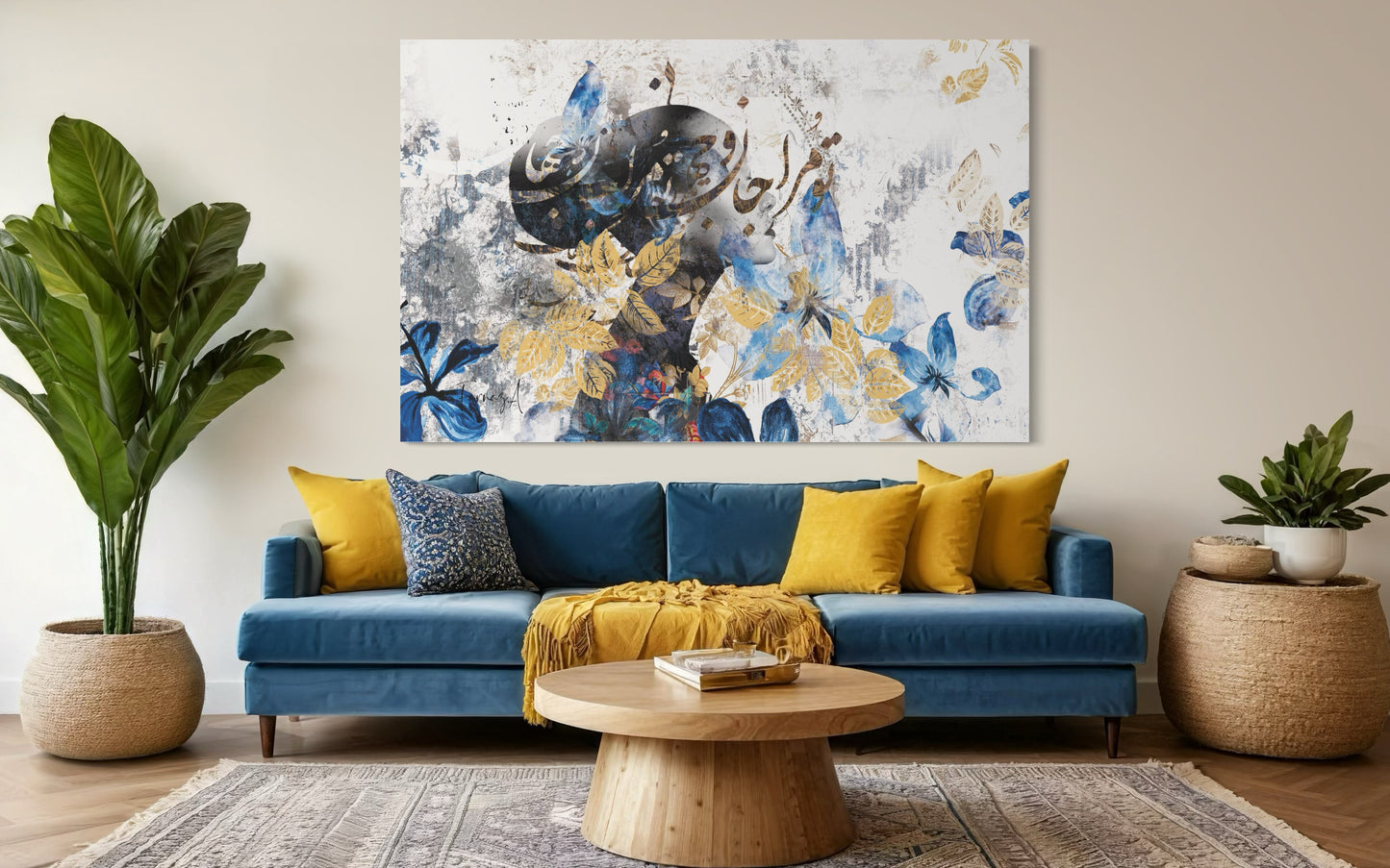 Blue Dream – Mixed Media Digital Art Print | Hand-Finished with Acrylic & Gold Leaf