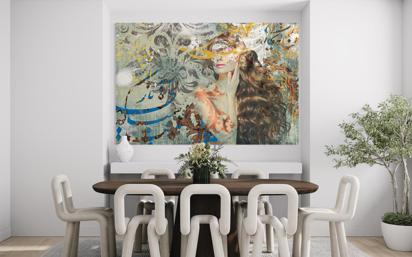 Del _ Mixed Media Digital Art Print | Hand-Finished with Acrylic & Gold Leaf