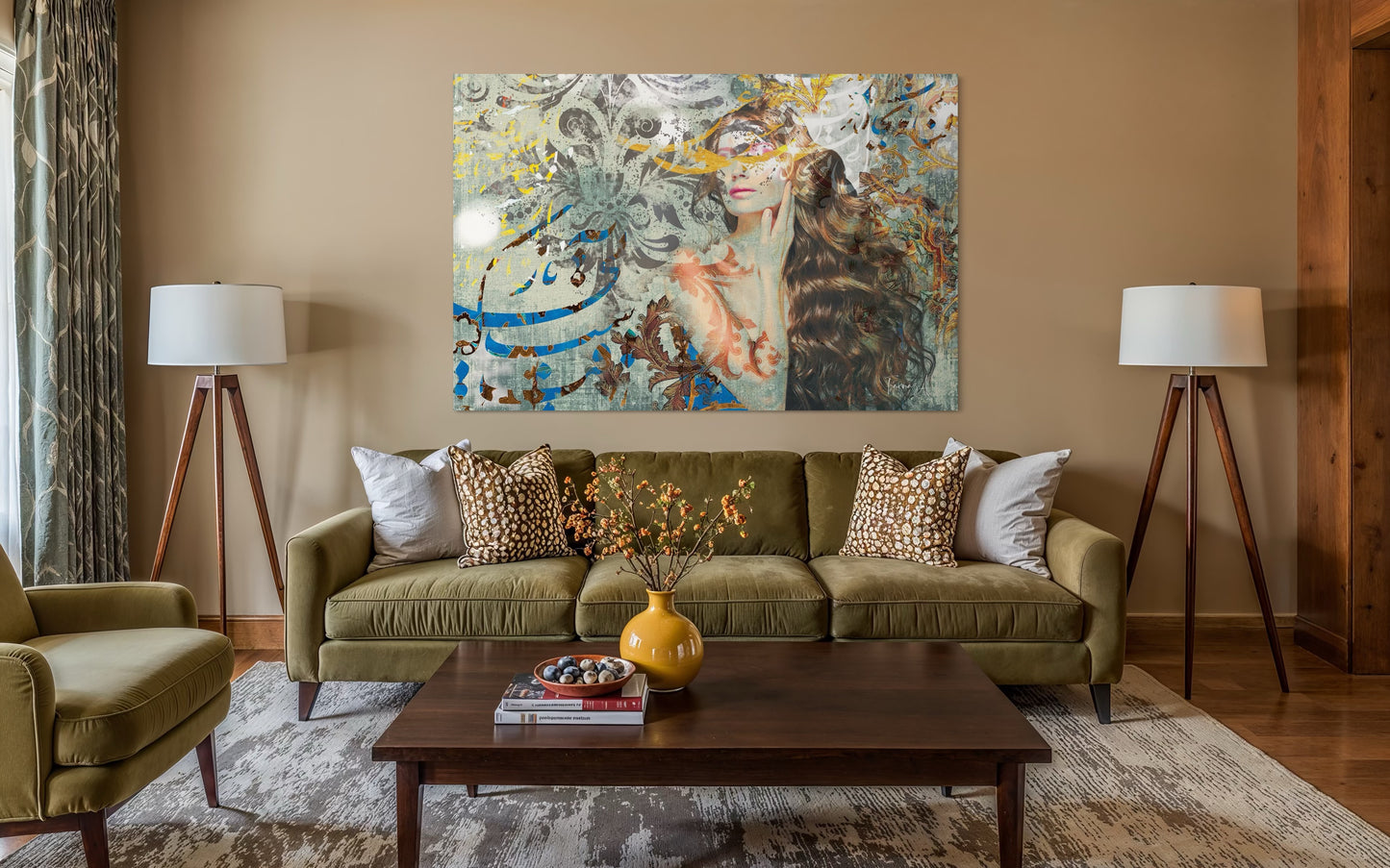 Del _ Mixed Media Digital Art Print | Hand-Finished with Acrylic & Gold Leaf