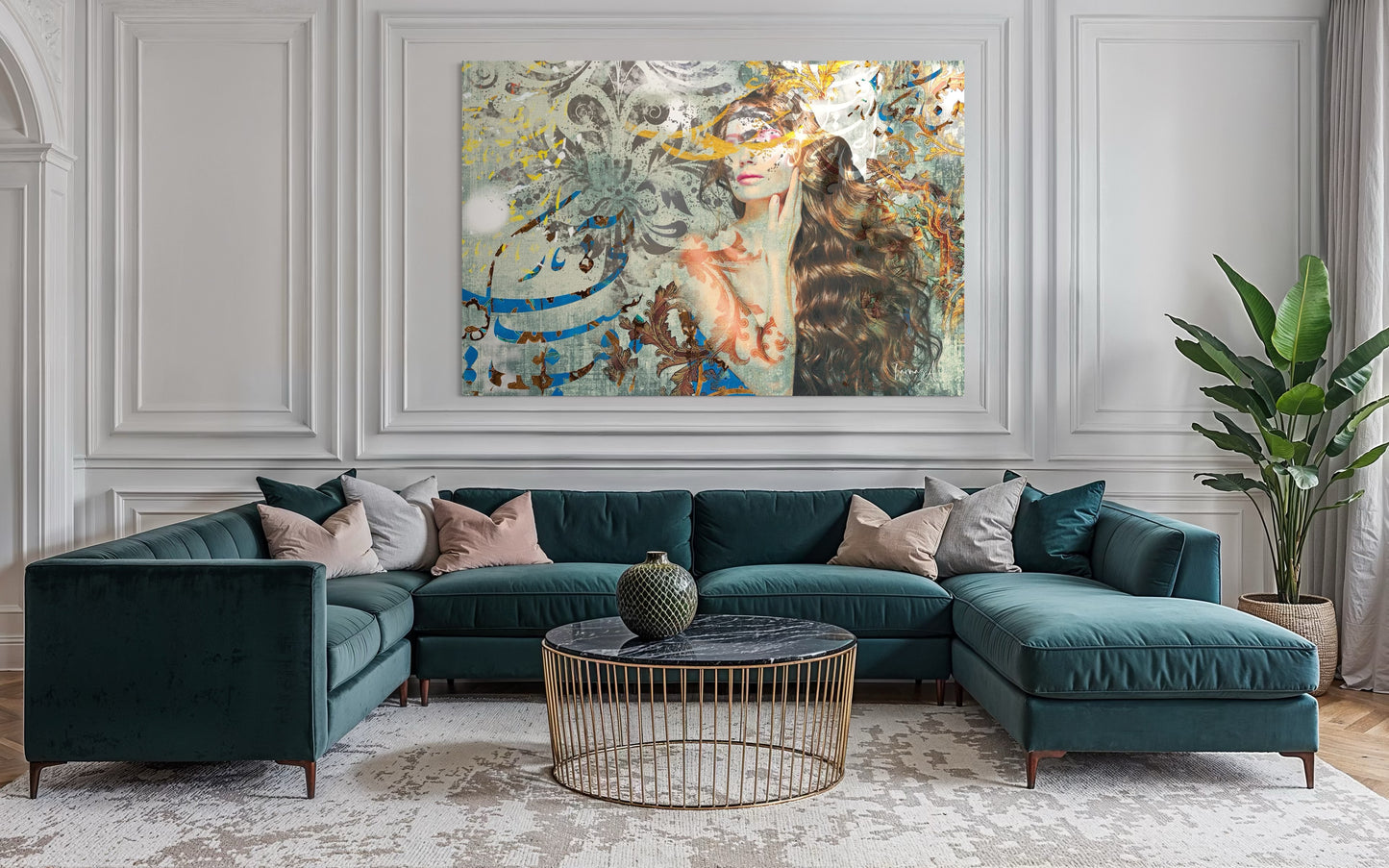 Del _ Mixed Media Digital Art Print | Hand-Finished with Acrylic & Gold Leaf