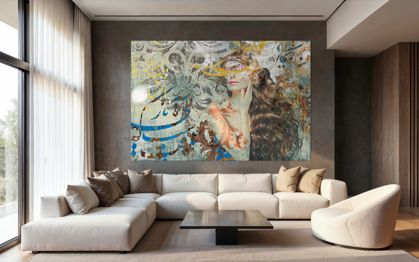 Del _ Mixed Media Digital Art Print | Hand-Finished with Acrylic & Gold Leaf