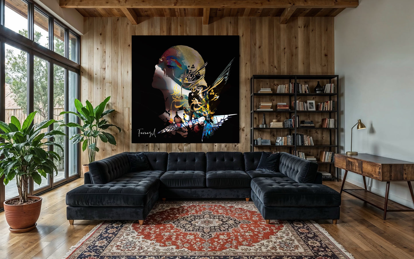 Neghab _ Mixed Media Digital Art Print | Hand-Finished with Acrylic & Gold Leaf