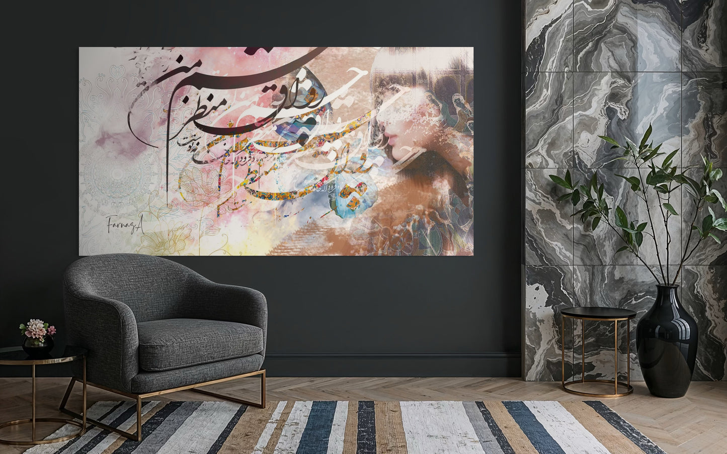 Noor – Mixed Media Digital Art Print | Hand-Finished with Acrylic & Gold Leaf