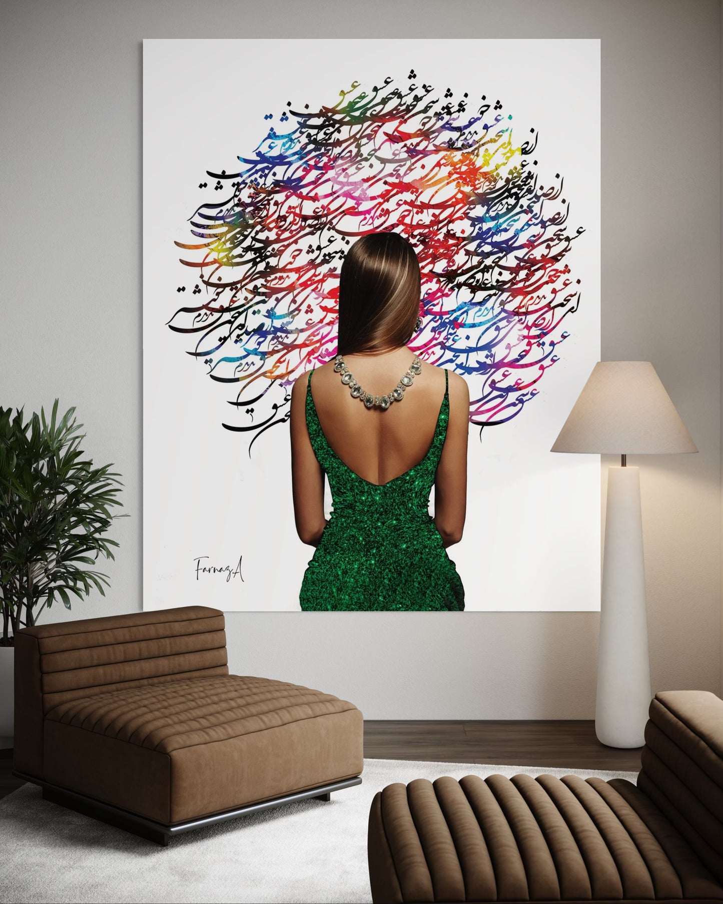 Eshgh _ Mixed Media Digital Art Print | Hand-Finished with Acrylic & Gold Leaf