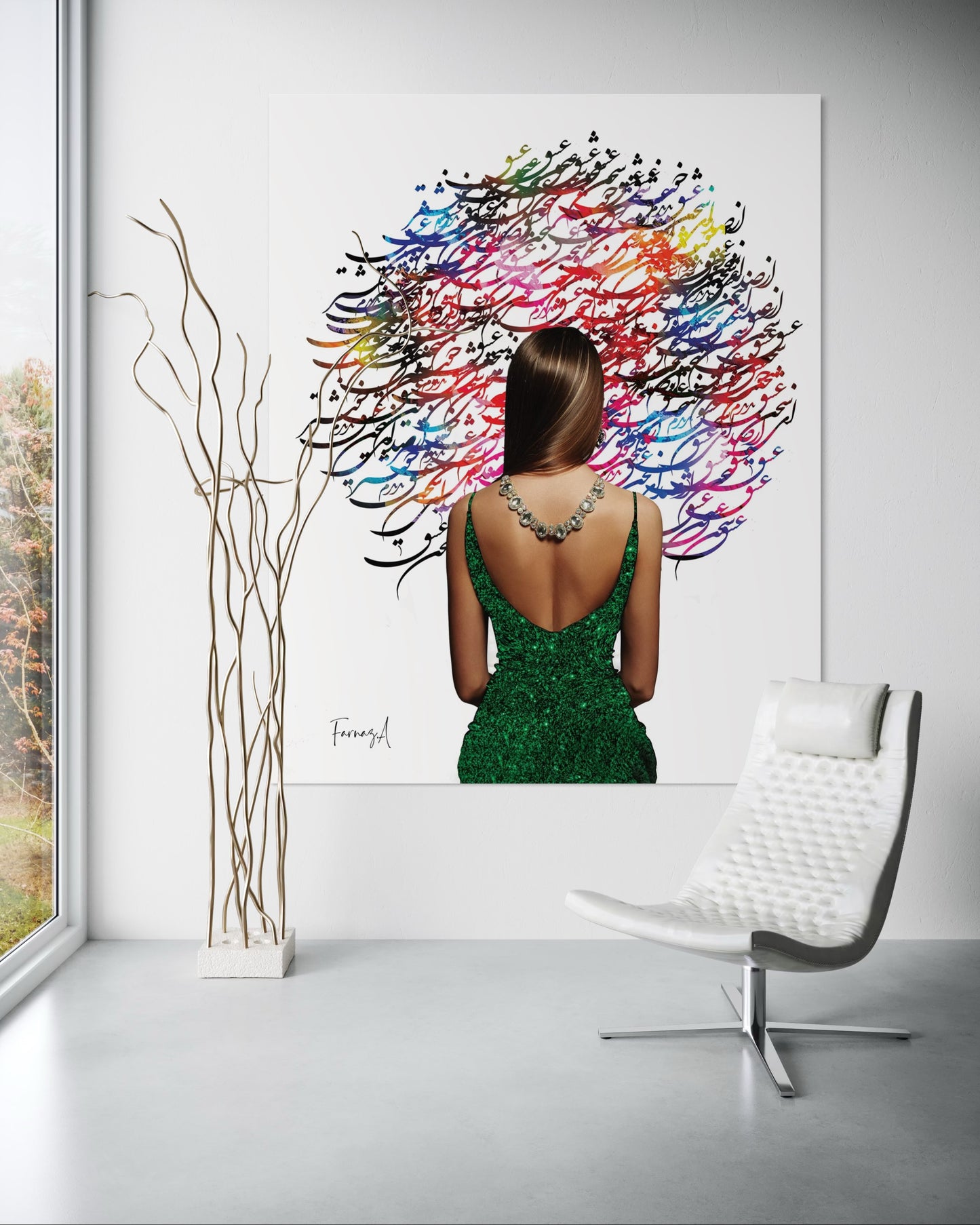 Eshgh _ Mixed Media Digital Art Print | Hand-Finished with Acrylic & Gold Leaf