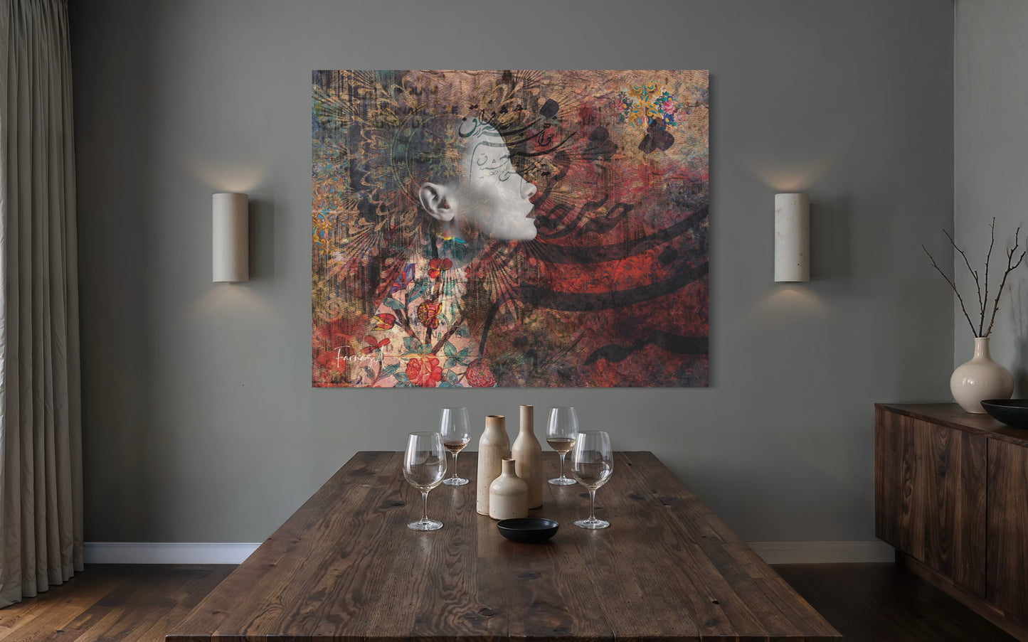 Sara _ Mixed Media Digital Art Print | Hand-Finished with Acrylic & Gold Leaf