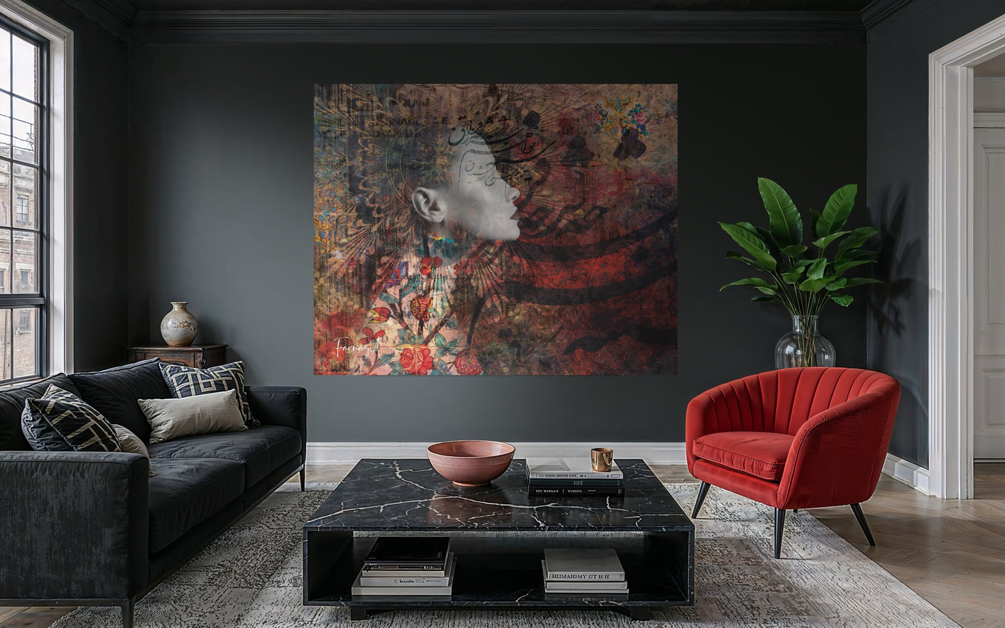 Sara _ Mixed Media Digital Art Print | Hand-Finished with Acrylic & Gold Leaf