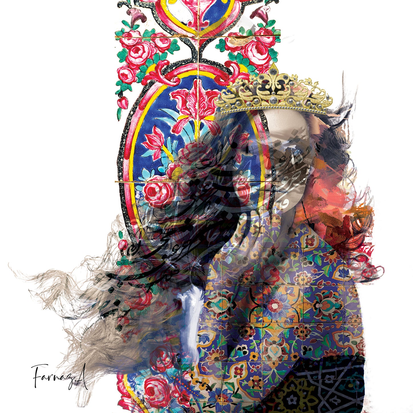 Janan – Mixed Media Digital Art Print | Hand-Finished with Acrylic & Gold Leaf