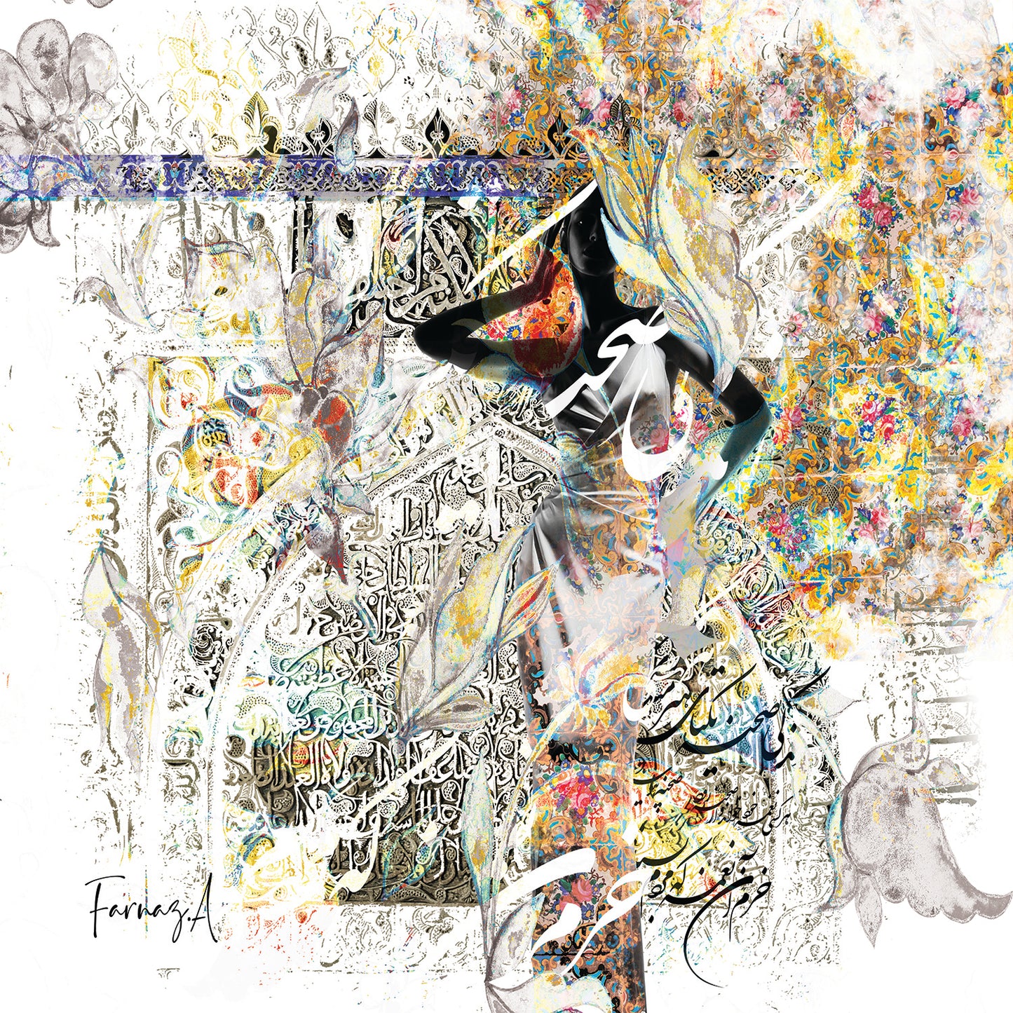 Khorram _ Mixed Media Digital Art Print | Hand-Finished with Acrylic & Gold Leaf