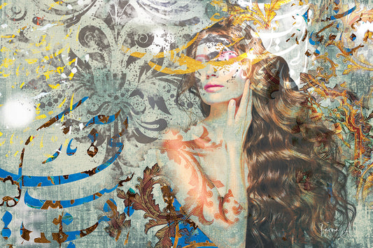 Del _ Mixed Media Digital Art Print | Hand-Finished with Acrylic & Gold Leaf