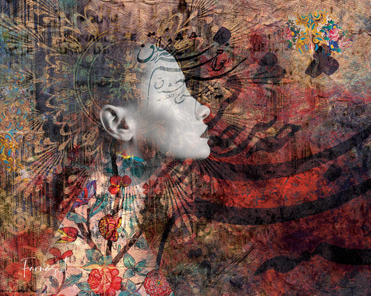 Sara _ Mixed Media Digital Art Print | Hand-Finished with Acrylic & Gold Leaf